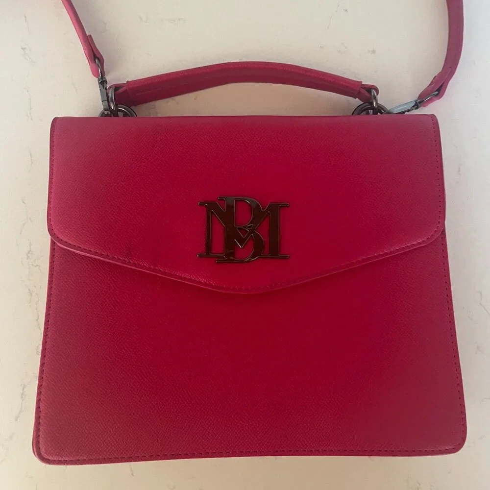 Badgley Mischka Pink Vegan Leather Top Handle Satchel, Removable Shoulder Strap‎